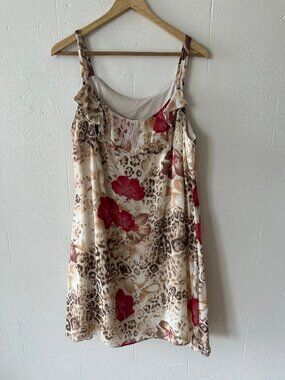 Vintage | Leopard & Floral 90s Whimsy Coquette Summer Dress | Large